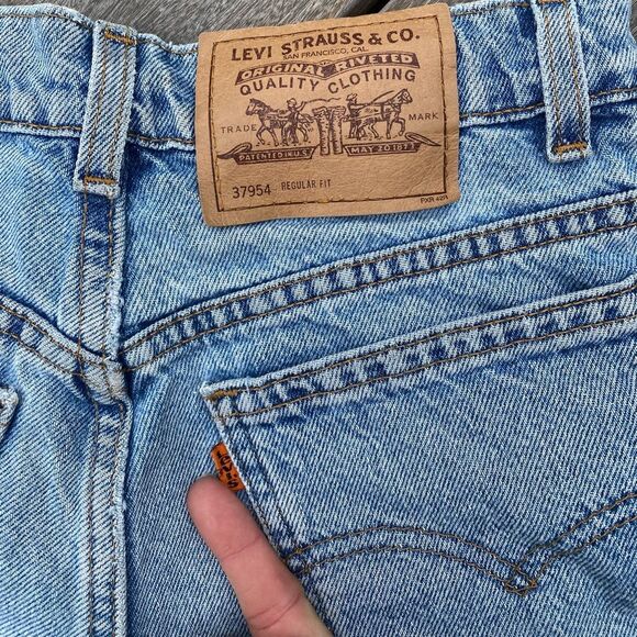 Made in USA Levis 954 Vtg Highwaisted Denim Jean Shorts 25 26 Womens Ora… - Picture 5 of 7
